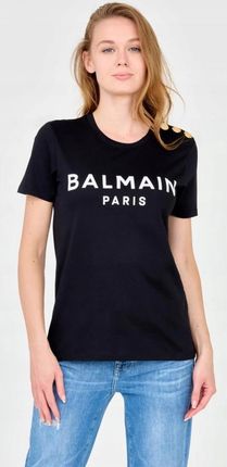 BALMAIN Czarny damski t-shirt z guzikami