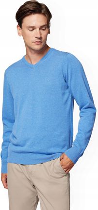 Sweter Męski Niebieski Bawełniany w Serek Lenny Lancerto L