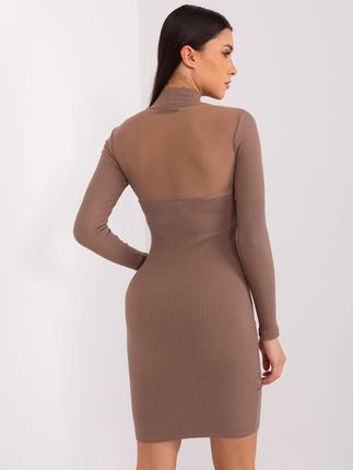 Sukienka-RV-SK-9216.06P-brązowy : Kolor - Brązowy, Rozmiar - L/XL