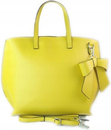 Włoska torebka damska skórzana Shopper Bag A4 Vera Pelle Żółta
