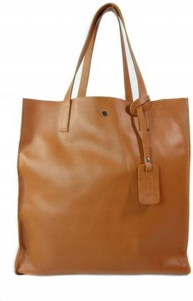 Włoska torebka damska duży pojemny worek Shopper bag A4 Vera Pelle CAMEL
