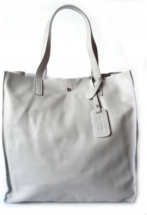 Włoska torebka damska duży pojemny worek Shopper bag A4 Vera Pelle SZARY