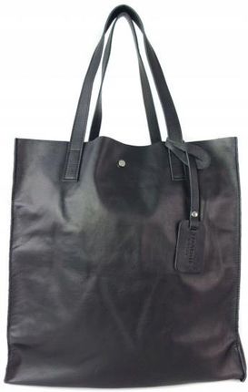 Włoska torebka damska duży pojemny worek Shopper bag A4 Vera Pelle CZARNA