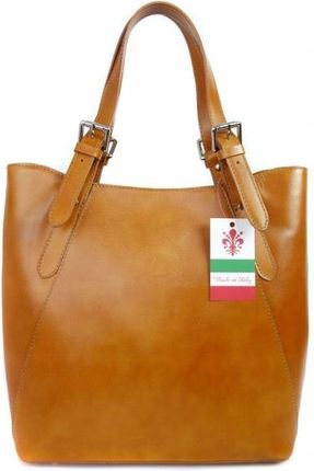 Włoska torebka damska skórzana shopper bag A4 Vera Pelle Camel