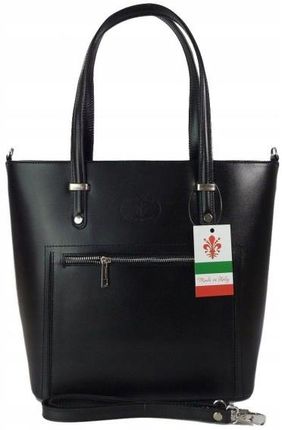 Włoska skórzana klasyczna torebka damska z kieszonką mieści A4 Vera Pelle