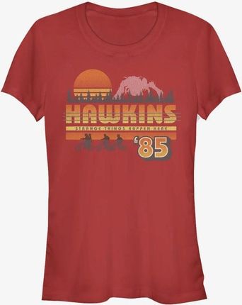 Queens Netflix Stranger Things - Hawkins Vintage Sunsnet Women's T-Shirt Red