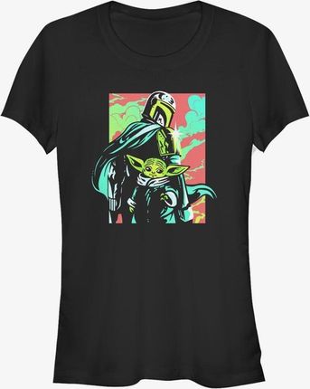 Queens Star Wars: The Mandalorian - Neon Mando Women's T-Shirt Black