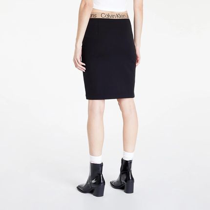 Calvin Klein Jeans Logo Tape Milano Skirt In Black