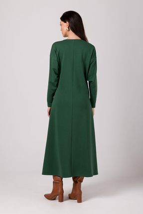 Długa Sukienka z Podwójnym Dekoltem V - Zielona