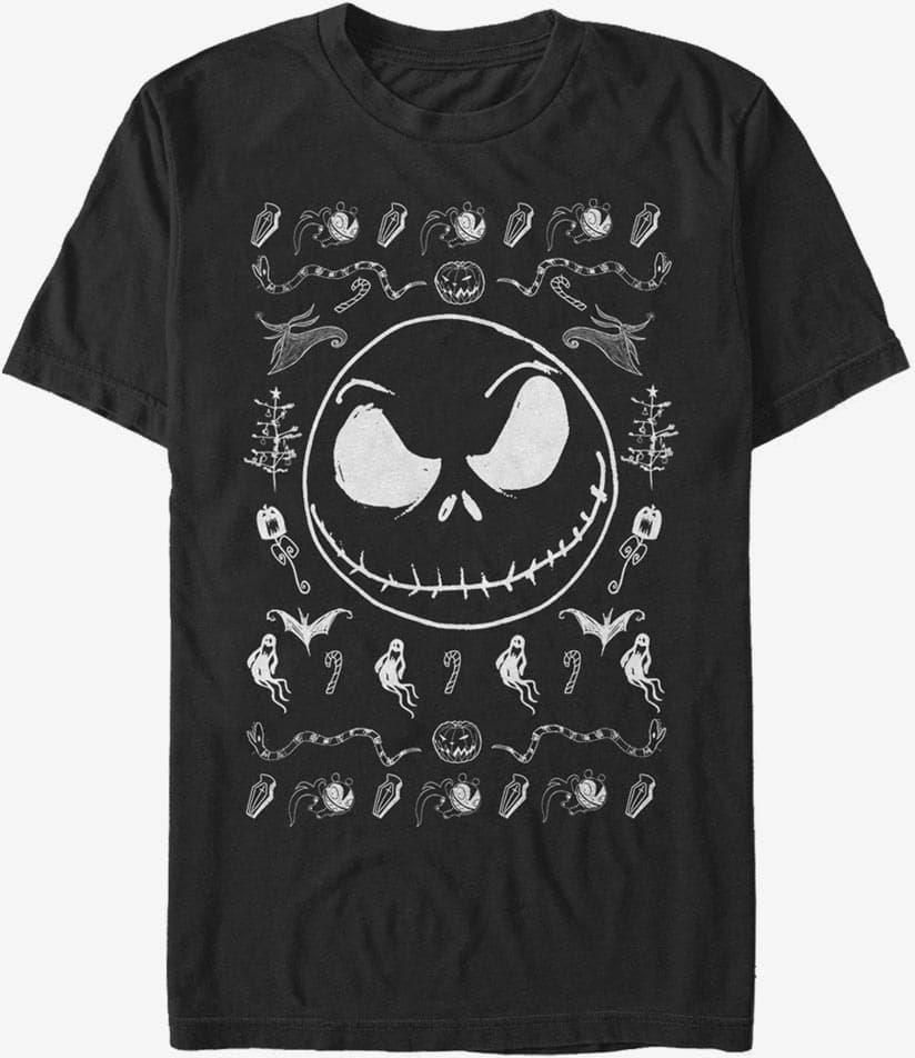Nightmare Before Christmas Unisex Adult Silhouette T-Shirt - Black, Official Graphic Tee
