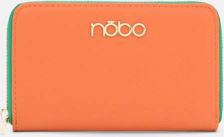 Pomarańczowy portfel Nobo z zielonym suwakiem