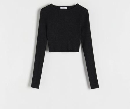 Reserved - Sweter z metalizowaną nitką - Czarny