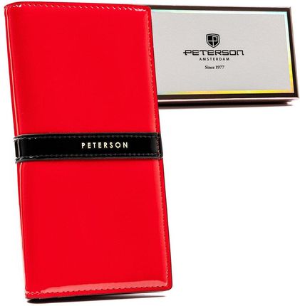 Duży portfel damski z lakierowanej skóry ekologicznej — Peterson