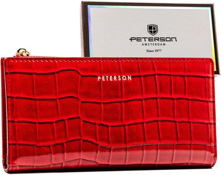 Duży portfel damski z lakierowanej skóry ekologicznej — Peterson