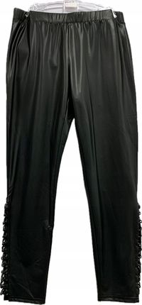 Calzedonia cienkie Legginsy Getry jak skóra Skórzane wiązania czarne M/38 - zdjęcie 2