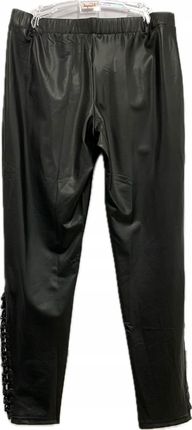 Calzedonia cienkie Legginsy Getry jak skóra Skórzane wiązania czarne M/38 - zdjęcie 4