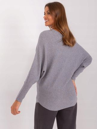 Sweter dzianinowy szary oversize gładki S/M