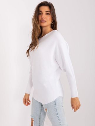 Sweter dzianinowy biały oversize gładki S/M