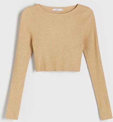 Reserved - Sweter z metalizowaną nitką - Złoty