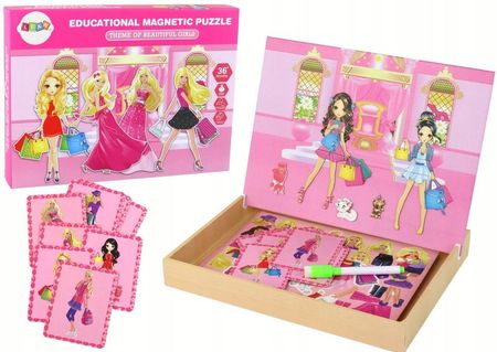 Leantoys Zestaw Edukacyjnych Puzzli Magnetycznych Z Motywem Barbie