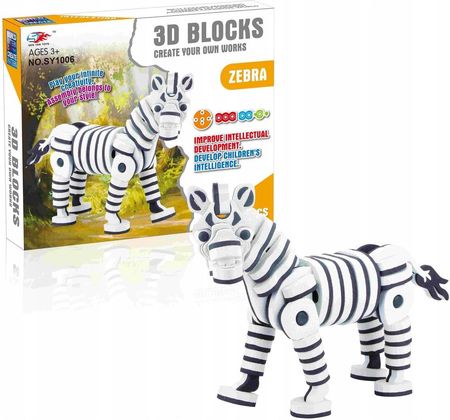 Midex Klocki Piankowe Zebra Miękkie Puzzle 3D 81El