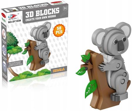 Midex Koala Miś Klocki Piankowe Miękkie Puzzle 3D 50El