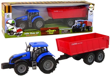 Leantoys Traktor Z Przyczepą Pojazd Rolniczy Farma Niebieski