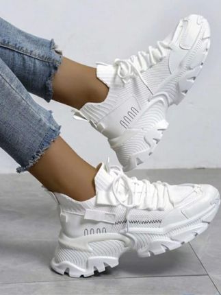 Białe sneakersy na grubej podeszwie BL322