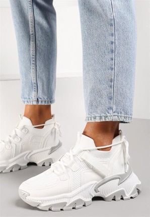 Białe sneakersy na platformie 9203