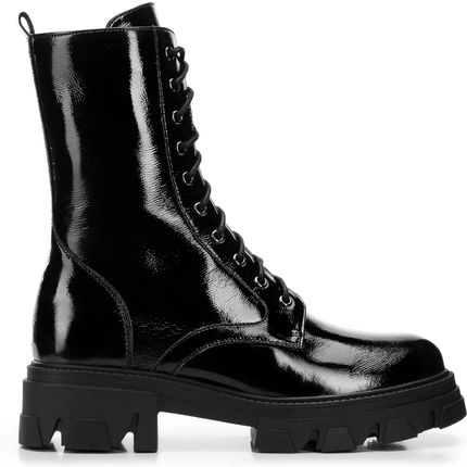 Damskie glany skórzane na grubej platformie