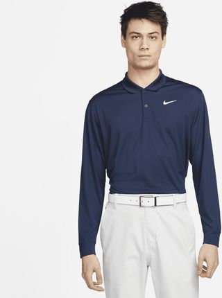 Męska Koszulka Polo Do Golfa Z Długim Rękawem Nike Dri-Fit Victory Niebieski