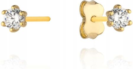 Złote kolczyki Pojedyncza cyrkonia sztyft złoto próba 585