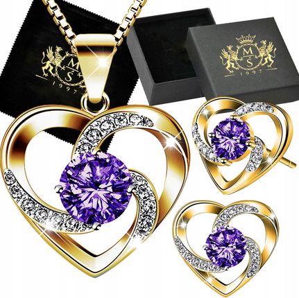 Pozłacany Komplet Urodziny Srebro 925 Ślub