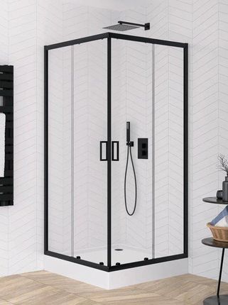 Czarna kabina prysznicowa z brodzikiem kwadratowa 90x90 ZS-0012 Suvia New Trendy