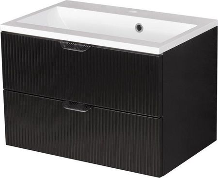 Szafka łazienkowa z umywalką wisząca szklane fronty czarny mat 60 cm Bravia Gante