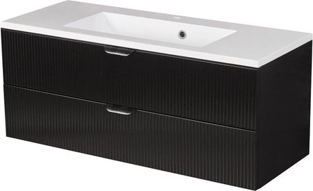 Szafka łazienkowa z umywalką wisząca szklane fronty czarny mat 100 cm Bravia Gante