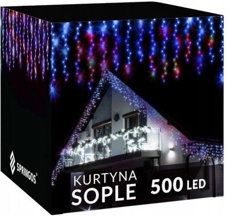 SOPLE 500LED LAMPKI ZEWNĘTRZNE 22,5M GRUBE FLASH KURTYNA GIRLANDA ŚWIETLNA