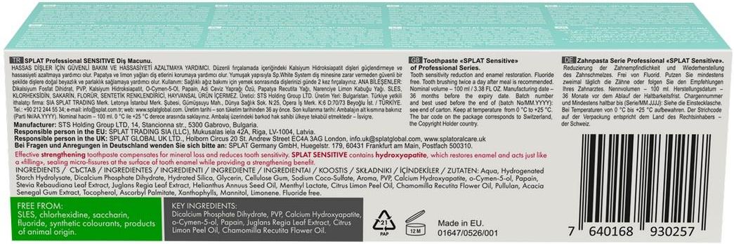 Splat Pasta Splat Pasta Professional Sensitive Z Hydroxyapatytem 100 ml - Opinie i ...