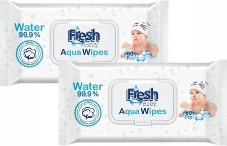 Fresh Baby Aqua Wipes Chusteczki Nawilżane Mokre 99% Woda 120szt.
