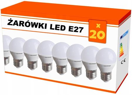 20x Żarówka LED Esperanza G45 E27 5W AC230V ciepły biały - zestaw 20 sztuk