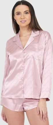 JUICY COUTURE Różowa satynowa koszula piżamowa w logo