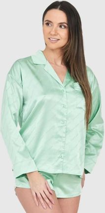 JUICY COUTURE Zielona satynowa koszula piżamowa w logo