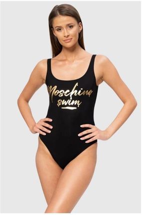 MOSCHINO Czarny strój kąpielowy ze złotym logo