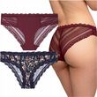 Figi Damskie Bikini Majtki Laserowo Cięte Moraj Zestaw 2-PAK W Pudełku L