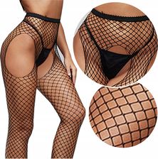 Rajstopy jak Pończochy z pasem otwarte Strip Pants