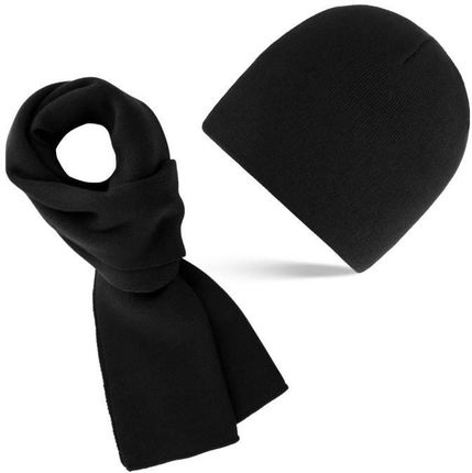 Zimowy zestaw męski czapka szalik komplet czarny Paolo Peruzzi
