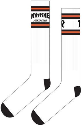 skarpetki SANTA CRUZ - Thrasher SC Strip Socks 9-11 1 Pair Mens Santa Cruz White (146574) rozmiar: 9