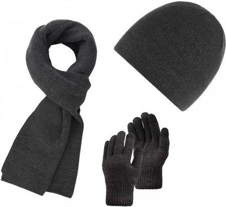 Zestaw męski zimowy szary komplet czapka szalik rękawiczki Paolo Peruzzi