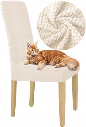 POKROWIEC NA KRZESŁO ECRU ŻAKARD