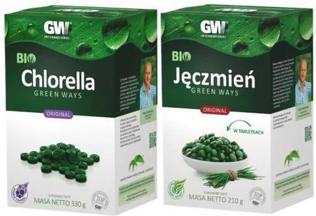 Zestaw Bio Chlorella Tabletki 330G + Bio Jęczmień W Tabletkach 210G, Green Ways